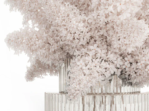 Large Festive Bouquet In A Glass Vase White Lilac 590 3D Model