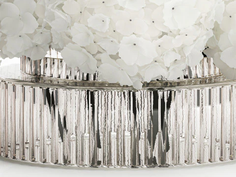 Buqu&ecirc; Festivo Em Vaso De Vidro Hort&ecirc;nsia Branca 591 Modelo 3D