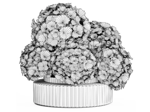 Buqu&ecirc; Festivo Em Vaso De Vidro Hort&ecirc;nsia Branca 591 Modelo 3D