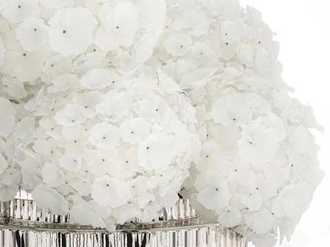 Buqu&ecirc; Festivo Em Vaso De Vidro Hort&ecirc;nsia Branca 591 Modelo 3D