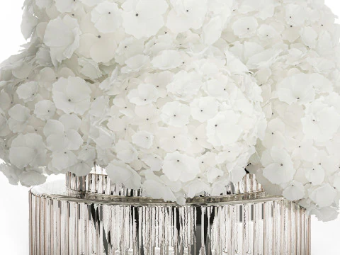 Buqu&ecirc; Festivo Em Vaso De Vidro Hort&ecirc;nsia Branca 591 Modelo 3D