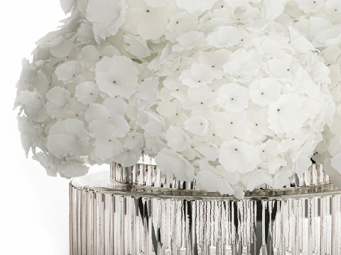 Buqu&ecirc; Festivo Em Vaso De Vidro Hort&ecirc;nsia Branca 591 Modelo 3D