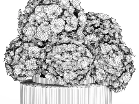 Buqu&ecirc; Festivo Em Vaso De Vidro Hort&ecirc;nsia Branca 591 Modelo 3D