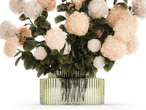 Beautiful large festive bouquet in a glass vase hydrangea 592 3D Model