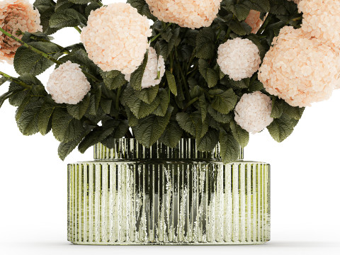 Beautiful large festive bouquet in a glass vase hydrangea 592 3D Model