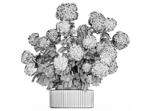 Beautiful large festive bouquet in a glass vase hydrangea 592 3D Model