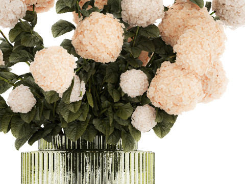 Beautiful large festive bouquet in a glass vase hydrangea 592 3D Model