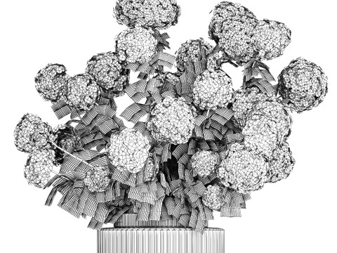 Beautiful large festive bouquet in a glass vase hydrangea 592 3D Model