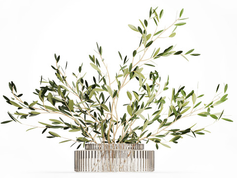Realistic flower bouquet decoration of olive branches 592 3D Модель