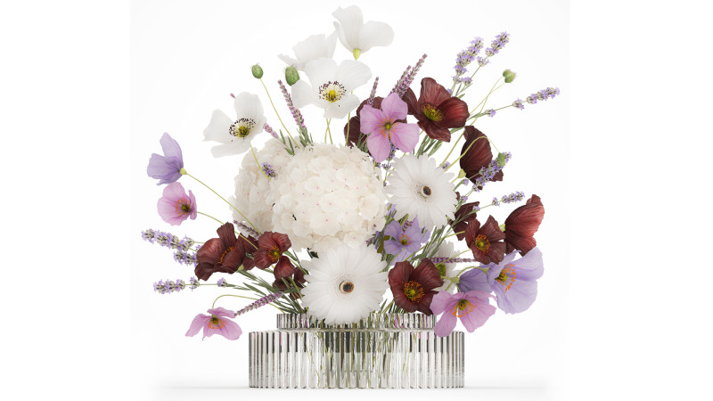 Flower Bouquet Vase Hydrangea Poppy Lavender 593 3D Modell .c4d .max .obj .3ds .fbx .stl .blend