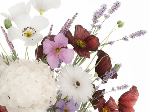 Flower Bouquet Vase Hydrangea Poppy Lavender 593 3D Model