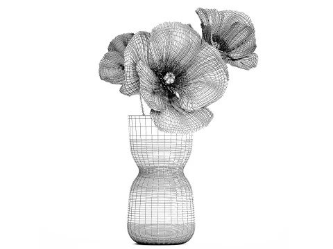 Beautiful Minimalist Bouquet Vase Icelandic Poppy 594 3D Model