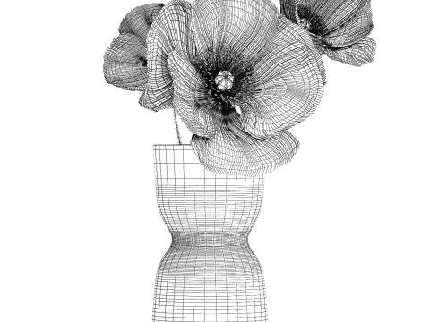 Beautiful Minimalist Bouquet Vase Icelandic Poppy 594 3D Model
