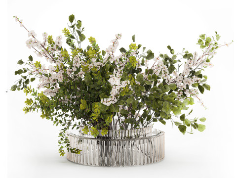 Bouquet Of Green Sakura Cherry Branches And Green 595 Modelo 3D
