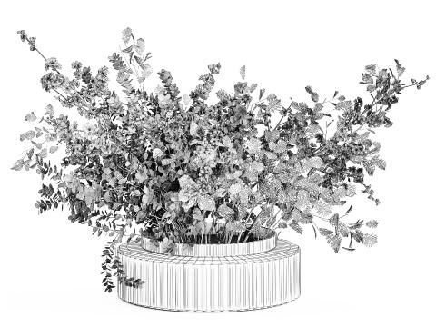Bouquet Of Green Sakura Cherry Branches And Green 595 3D Model