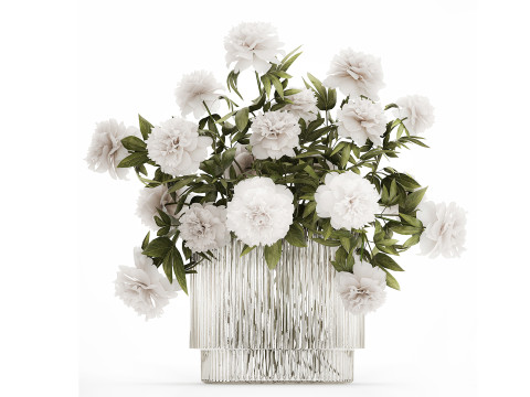 Flower Bouquets Chamomile Peonies Poppy Hydrangea 596 3D Model