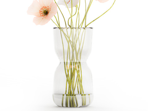 Bouquet In A Glass Vase With Icelandic Poppy 597 3Dモデル