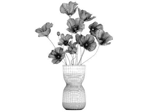 Bouquet In A Glass Vase With Icelandic Poppy 597 3Dモデル