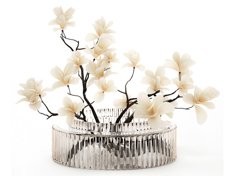 White Flowers From Branches Of Blooming Magnolia 599 Model 3D