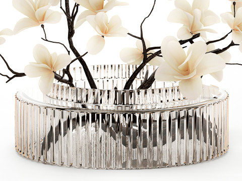 White Flowers From Branches Of Blooming Magnolia 599 Model 3D