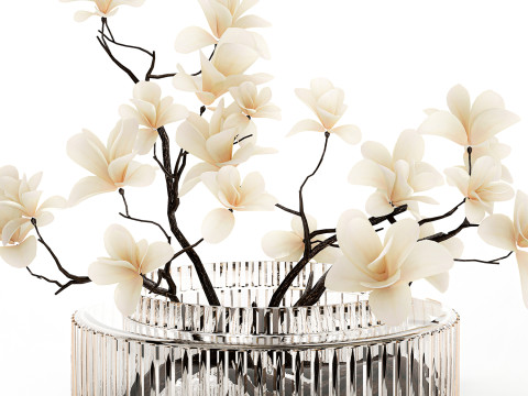 White Flowers From Branches Of Blooming Magnolia 599 Model 3D