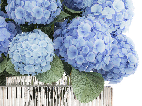 Bouquet In A Glass Vase With Blue Hydrangea 601 3D Model
