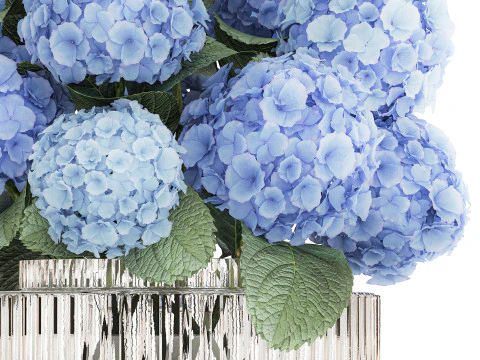 Bouquet In A Glass Vase With Blue Hydrangea 601 3D Model