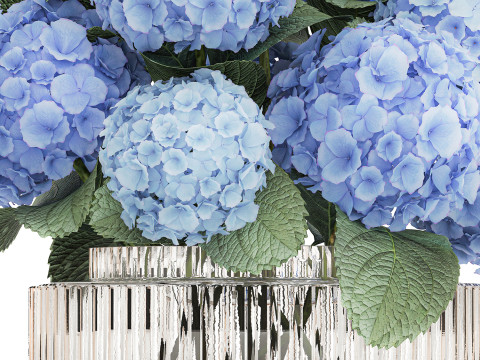 Bouquet In A Glass Vase With Blue Hydrangea 601 3D Model