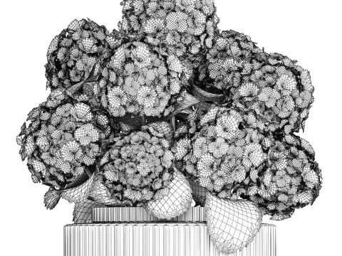Bouquet In A Glass Vase With Blue Hydrangea 601 3D Model
