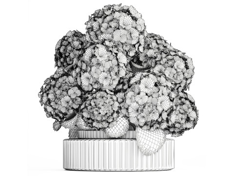 Beautiful festive bouquet decoration glass vase white hydrangea 603 3D Model