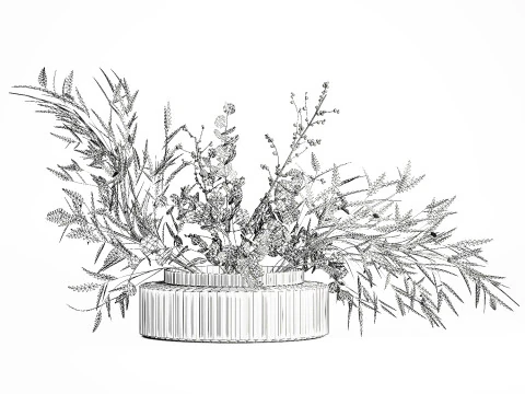 Bouquet of green branches flowers bamboo ilex Eucalyptus 605 3D Model