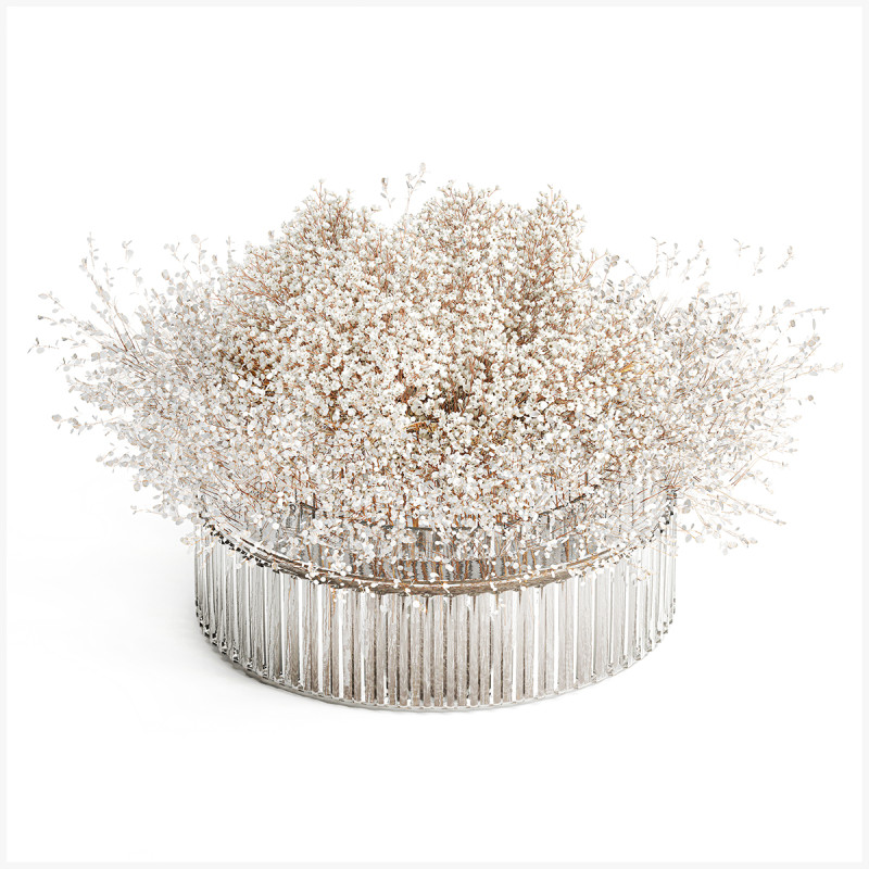White branches flowers Gypsophila lunnik glass vase 606 3D Model .c4d .max .obj .3ds .fbx .stl .blend 