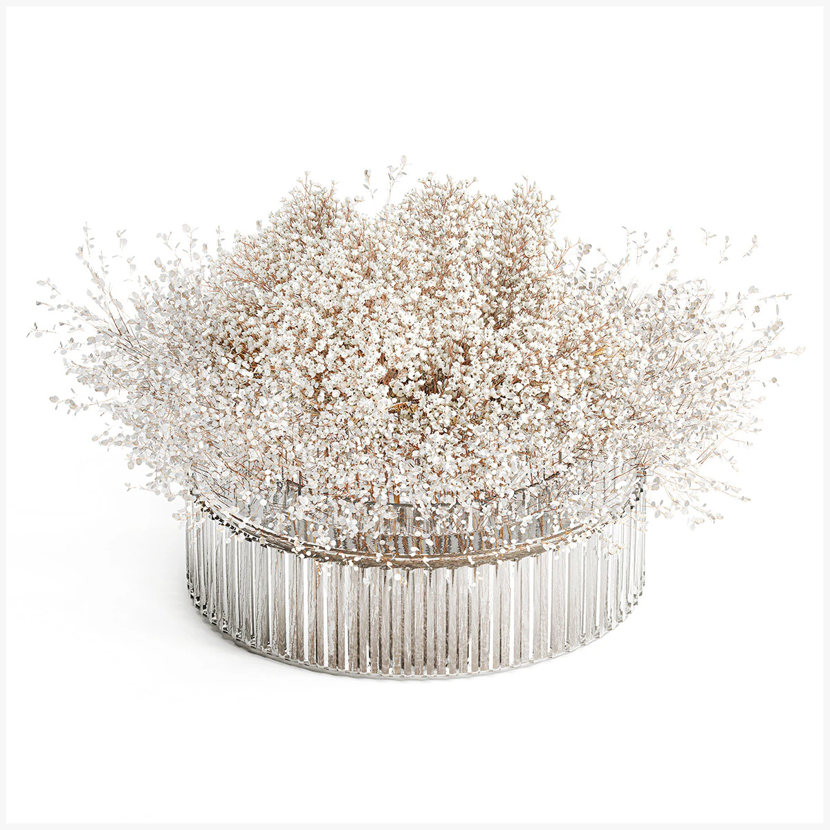 White branches flowers Gypsophila lunnik glass vase 606 3D Model .c4d .max .obj .3ds .fbx .stl .blend 