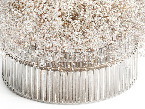 White branches flowers Gypsophila lunnik glass vase 606 3D Model
