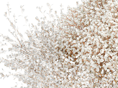 White branches flowers Gypsophila lunnik glass vase 606 3D Model