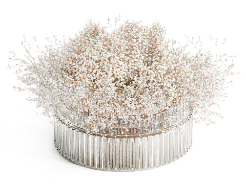 White branches flowers Gypsophila lunnik glass vase 606 3D Model