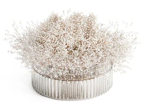 White branches flowers Gypsophila lunnik glass vase 606 3D Model