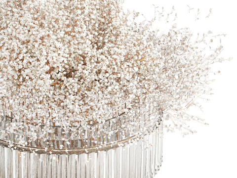White branches flowers Gypsophila lunnik glass vase 606 3D Model