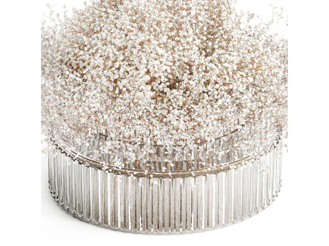 White branches flowers Gypsophila lunnik glass vase 606 3D Model