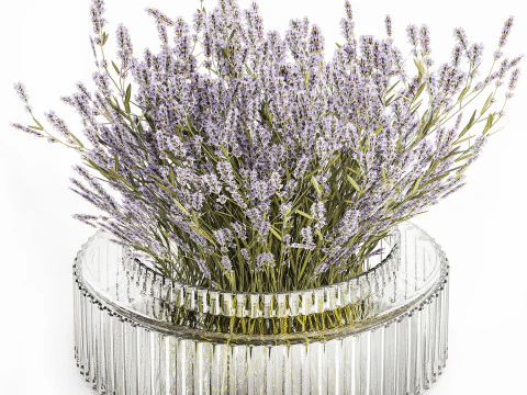 Pequeno Buqu&ecirc; De Flores Silvestres Lavanda Em Vaso 607 Modelo 3D
