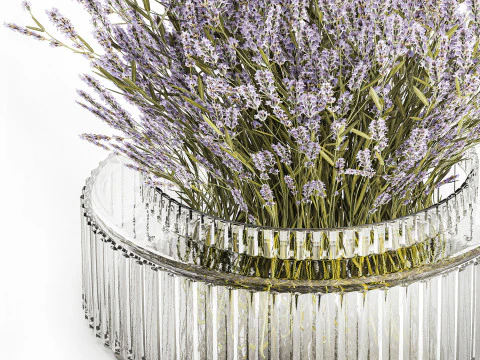 Pequeno Buqu&ecirc; De Flores Silvestres Lavanda Em Vaso 607 Modelo 3D