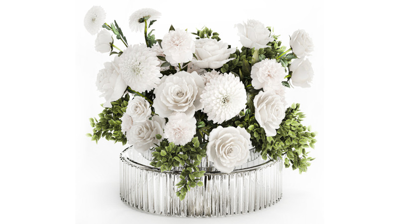 Bouquet Of White Flowers Chrysanthemum Rose Peony 606 3Dモデル .c4d .max .obj .3ds .fbx .stl .blend 