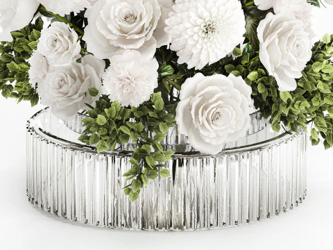 Bouquet Di Fiori Bianchi Crisantemo Rosa Peonia 606 Modello 3D