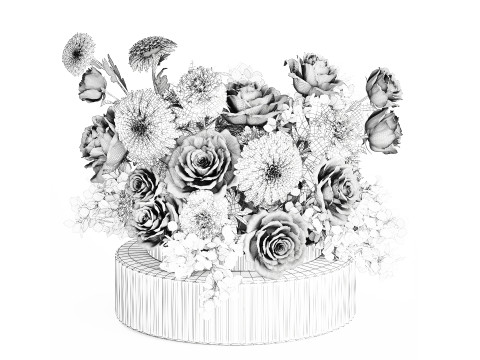 Bouquet Of White Flowers Chrysanthemum Rose Peony 606 3Dモデル