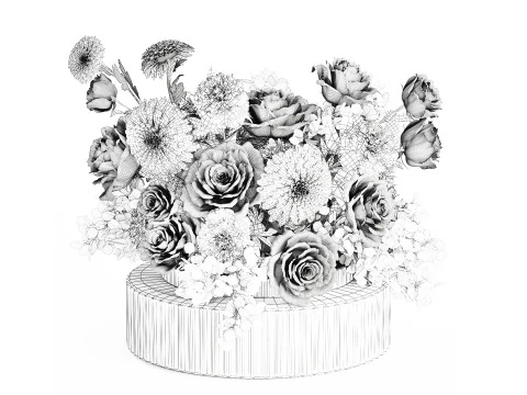 Bouquet Di Fiori Bianchi Crisantemo Rosa Peonia 606 Modello 3D