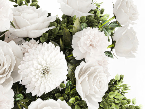 Bouquet Of White Flowers Chrysanthemum Rose Peony 606 3Dモデル