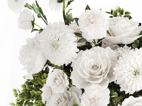 Bouquet Of White Flowers Chrysanthemum Rose Peony 606 3Dモデル