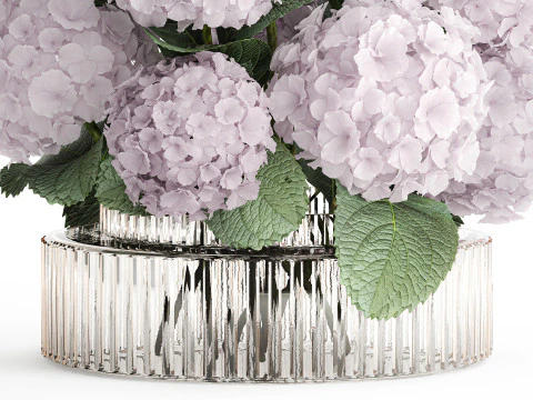 Modern Realistic Bouquet Vase Lilac Pink Hydrange 613 3D Model