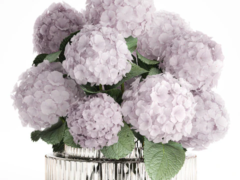 Modern Realistic Bouquet Vase Lilac Pink Hydrange 613 3D Model