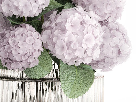 Modern Realistic Bouquet Vase Lilac Pink Hydrange 613 3Dモデル